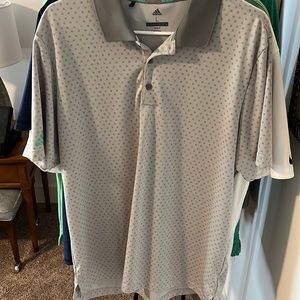 Grey adidas golf polo- small dots- large
